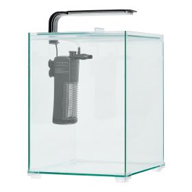 VEVOR Fish Tank Aquarium, 5 Gallon Square Ultra-Clear Glass Starter Smart Tank Adjustable 3 Color Lighting