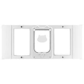 VEVOR Cat Door for Window, Adjustable to Fit Window Width 31"-36", 4 Secure Lock Modes, Aluminum Frame and High-Transparency Glass, Magnetic Clos