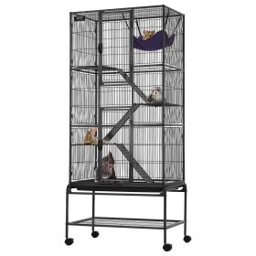 VEVOR 69" Rolling Metal Ferret Cage, Large 4-Tier Critter Nation Cage, Small Animal Cage with Ramps & Tray, Easy to Set up for Pet Rats, Hamster
