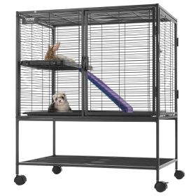 VEVOR 36" Rolling Metal Ferret Cage, Large 2-Tier Critter Nation Cage, Small Animal Cage with Ramps & Tray, Easy to Set up for Pet Rats, Hamster