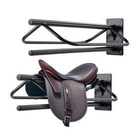 VEVOR Saddle Rack with Pad Bar, 23.8 x 12.6 x 10.2 in, 2 Packs Wall Mounted Saddle Stand, Heavy-Duty Steel Saddle Holder