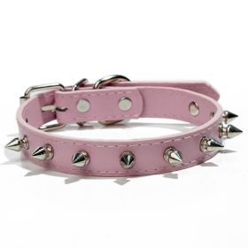 Anti-Bit Pet Necklace; Durable Dog Rivet Collar For Puppy; Pet Supplies (Color: Pink, size: M)